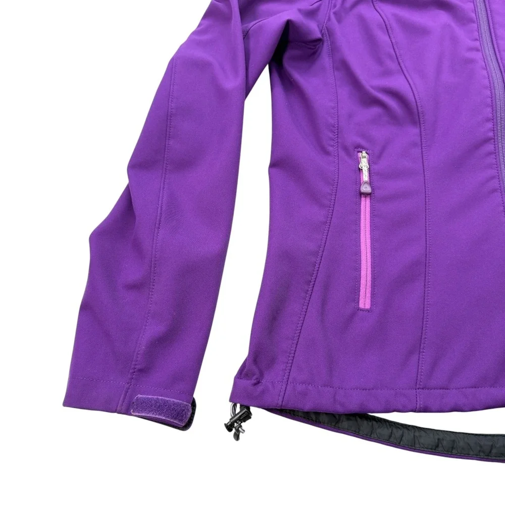 Mountain Hardwear Hooded Softshell Jacket Purple Fleece Lined Full Zip Outdoor
